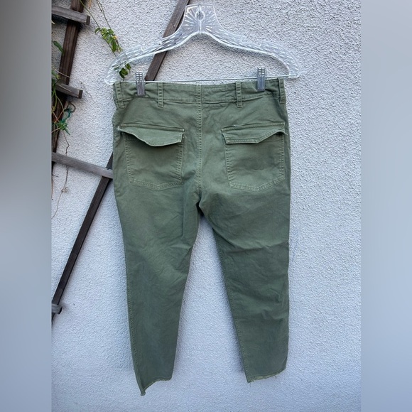 Nili Lotan Jenna Pants Twill Military Cotton Raw Hem Pockets in Camo Green - Picture 9 of 9
